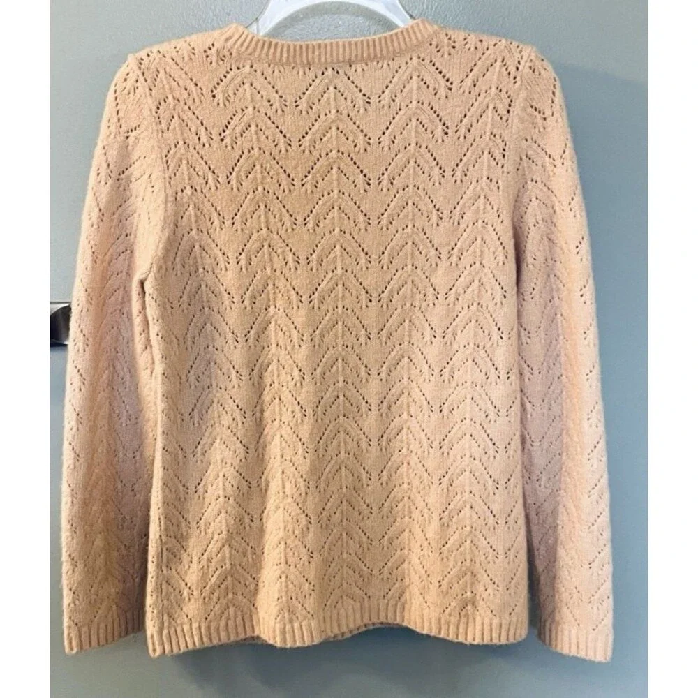 Talbots Petite Soft Open Knit Pink Pullover Long Sleeve Sweater Size MP